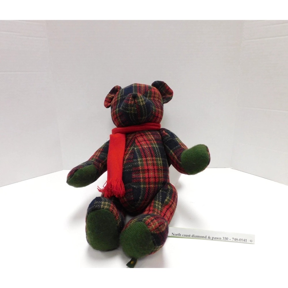 Boyds Bears Teddy Woolsey Plaid Plush Best Dressed Series Red Green Scarf NWT